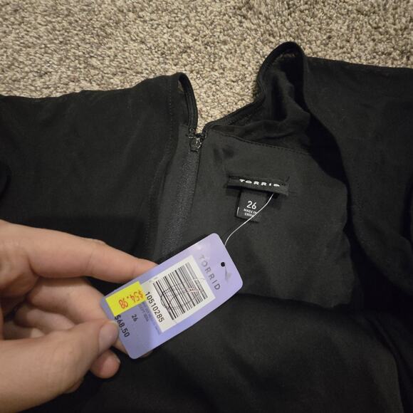 Women's Torrid Dress Black White Polka Dot Flare Sheer Top Cotton Long Sz 26 - Picture 5 of 8